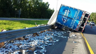 Overturned Beer Truck 
