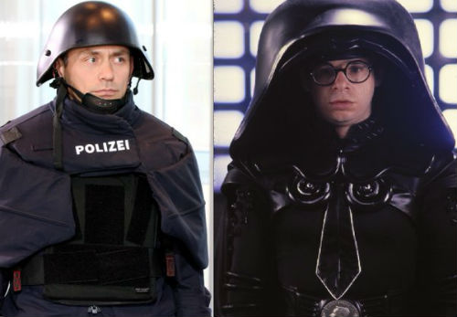 New German Police Helmet and Dark Helmet from Spaceballs