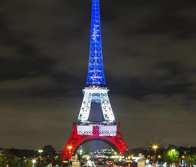 Eiffel Tower with French Colors