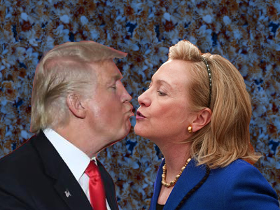 Hillary Clinton and Donald Trump Kissing